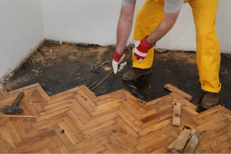 Removing glued wood flooring from subfloor